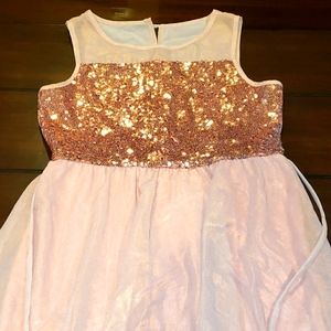 Pretty light pink sequins uneven dress